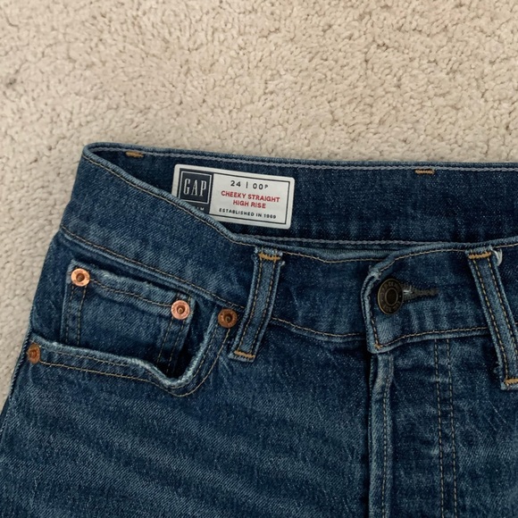 Gap Cheeky High Rise Straight Jeans - 24P, dark wash - Picture 3 of 5